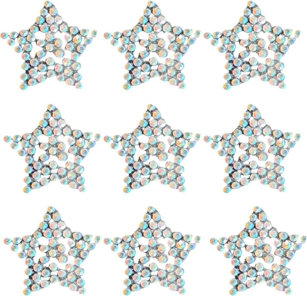 Strass-Stern-Aufbügelapplikation, 9 Stück
