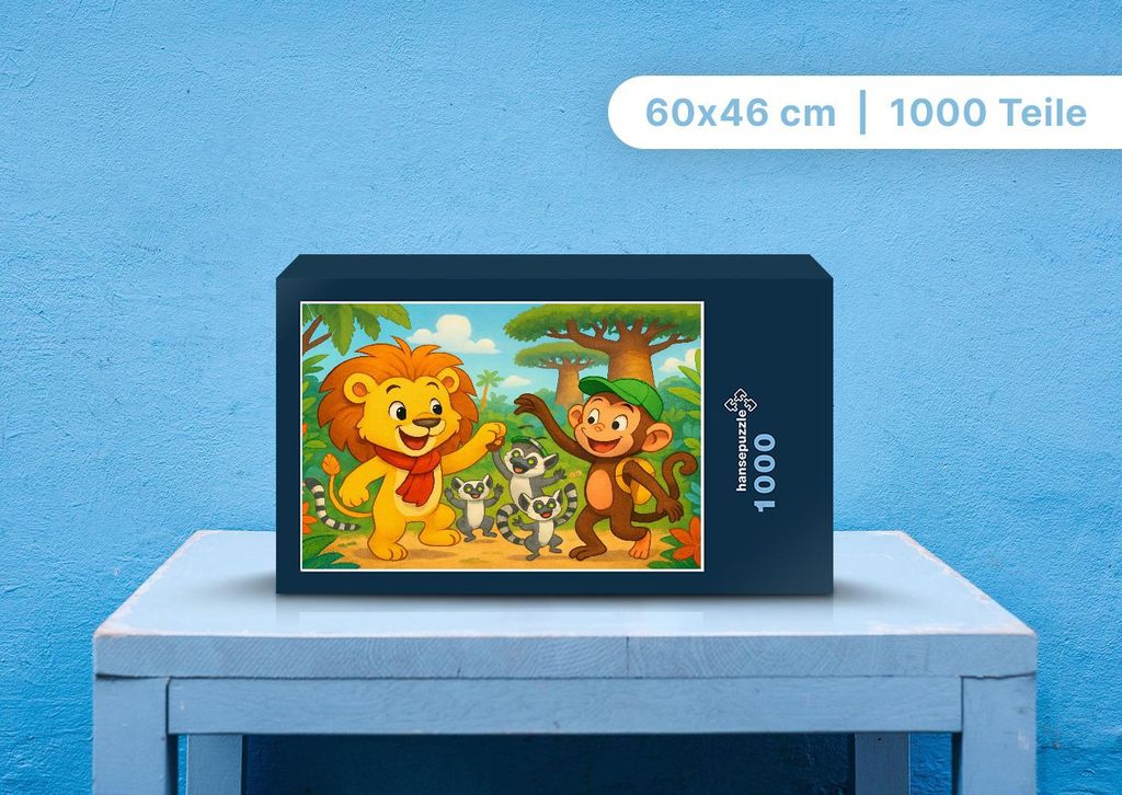 hansepuzzle 110851 - Buschi und Milo Puzzle, 1000 Teile, Kinder, 60,0 x 46,0cm mit hochwertiger Aufbewahrung, Kartonbox & Beutel