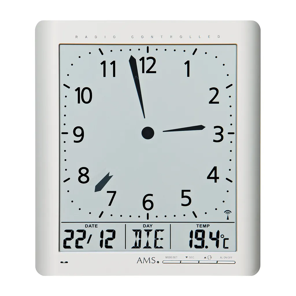Horloge murale pour bureau avec calendrier et heure radio-pilotée - AMS