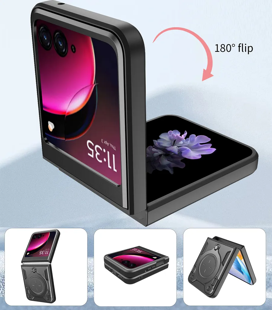Cover Ultrasottile Antiurto Per Motorola Razr 50 - Custodia Rigida In PC Con Protezione Cerniera - Nero - 2