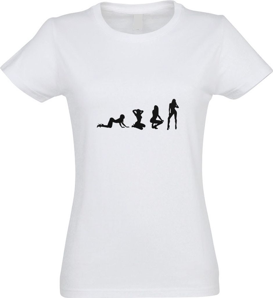 Kiwistar - T-Shirt tailliert - Damen - Weiss - y Girl Gogo Evolution - mit Motiv Bedruckt - Funshirt Design - Sport - Freizeit - Damen - S
