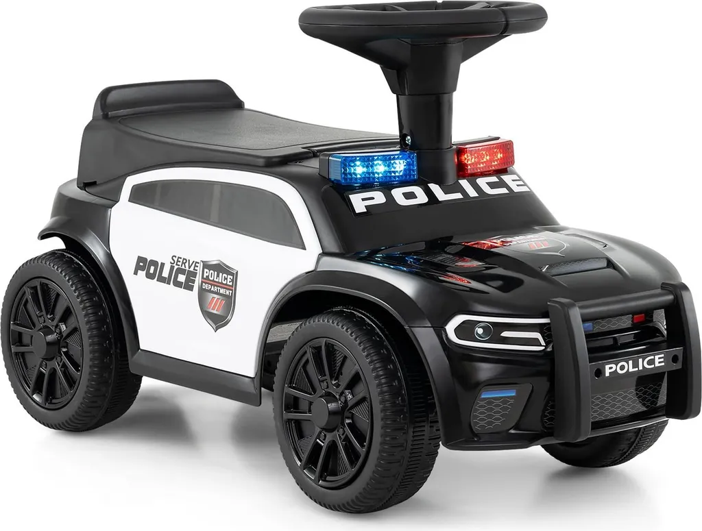 Voiture policière à pédales pour tout-petits avec gyrophare sonore