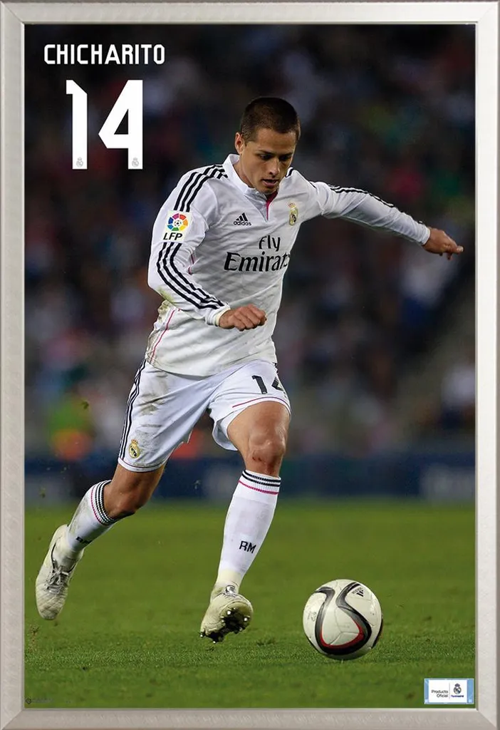 Poster Real Madrid Chicharito 2014/15 avec cadre Shinsuke® Maxi Argent