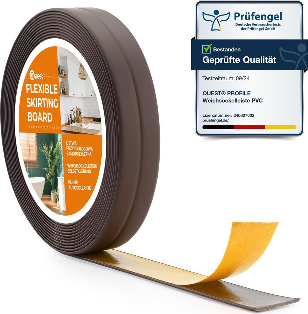 QUEST Profilo di finitura in PVC 10x10mm, 5m, autoadesivo, Immagine del prodotto 