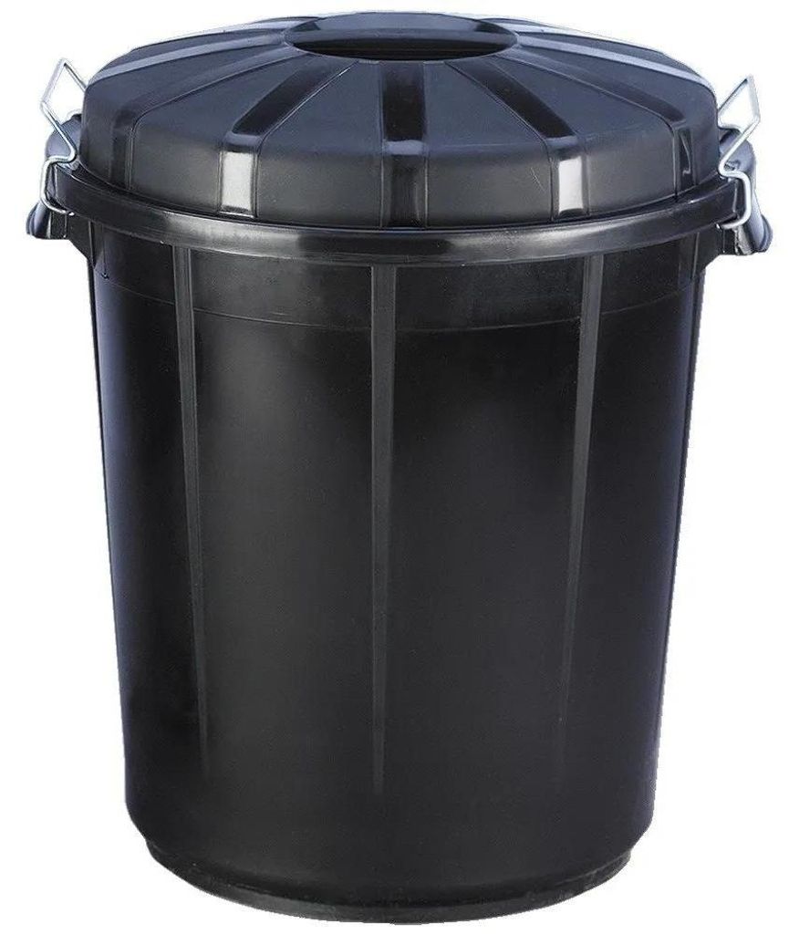 Poubelle ronde avec couvercle 70l noir Image du produit 