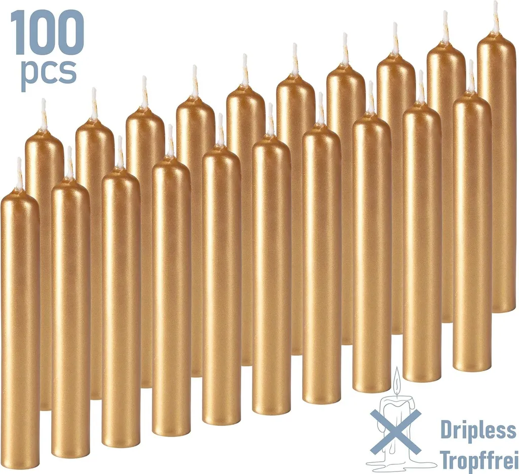 BRUBAKER Candele Di Compleanno 9,5 Cm - Candele Piccole Per Compleanno Candele Decorative Per Feste Candele A Bastoncino Oro 100 Candele  S2 520922414