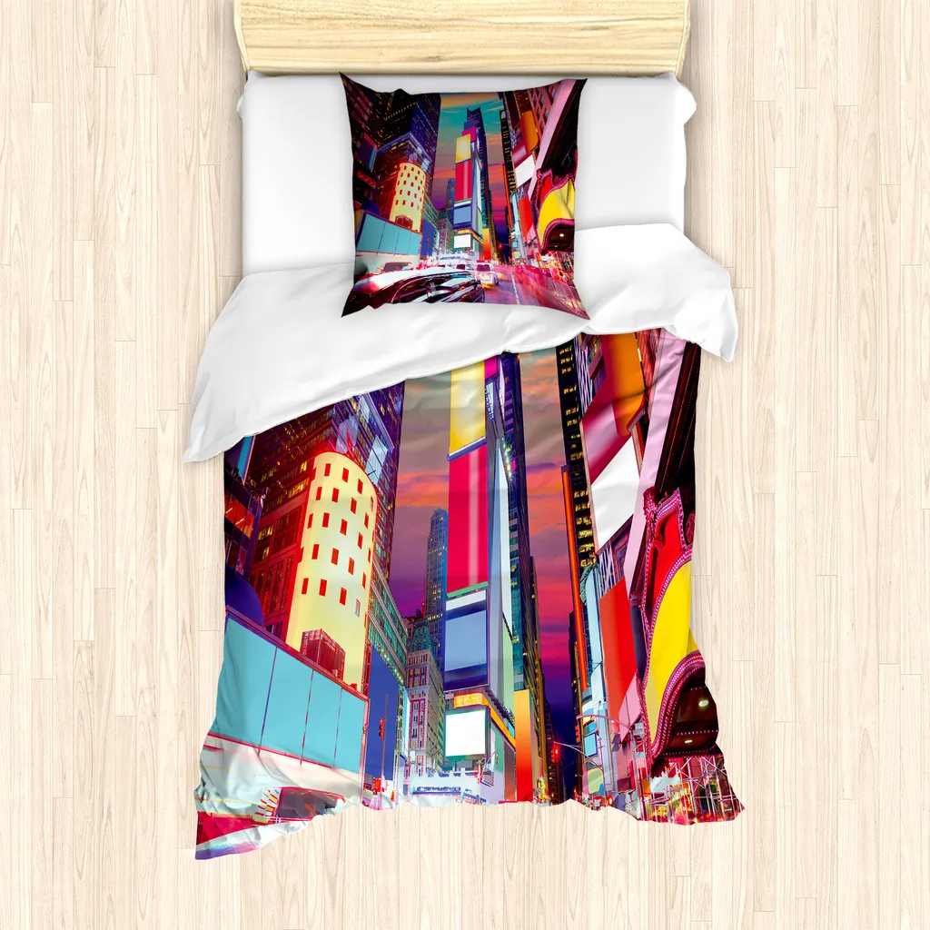Set Copripiumino NYC ABAKUHAUS Bunte Nacht 135x200 Antiacaro
