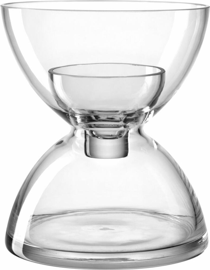 Leonardo Vase Diabolo, mit Einsatz, Blumenvase, Windlicht, Kerzenhalter, Glas, H 19 cm, 025644