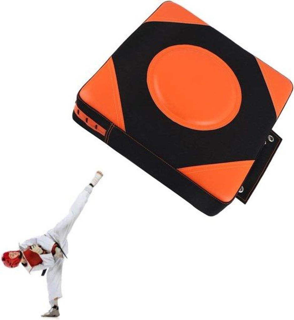 Trainingskussen für zu Hause - für den Trainingsplatz an der Wand - Schwarz Orange - Kunstleder - EPE-Schaum - Sanda Taekwondo