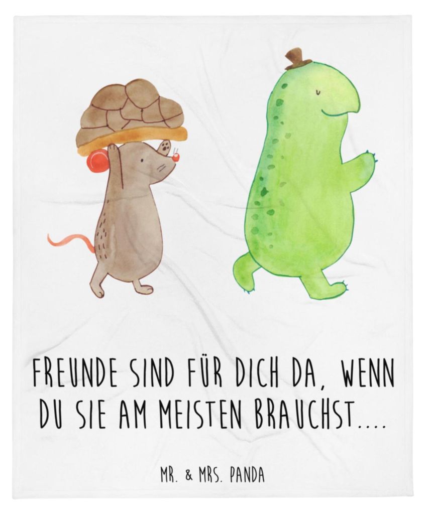 Mr. & Mrs. Panda Tagesdecke Schildkröte Maus - Weiß - Geschenk, Beste Freundin, Bettüberwurf, Sofaüberwurf, Freunde, Flauschige Decke, Bettdeck...