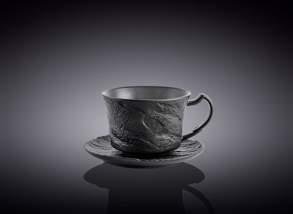 Wilmax Espressotasse mit Untertasse SlateStone Schwarz 75 ml Porzellan WL-661149/AB
