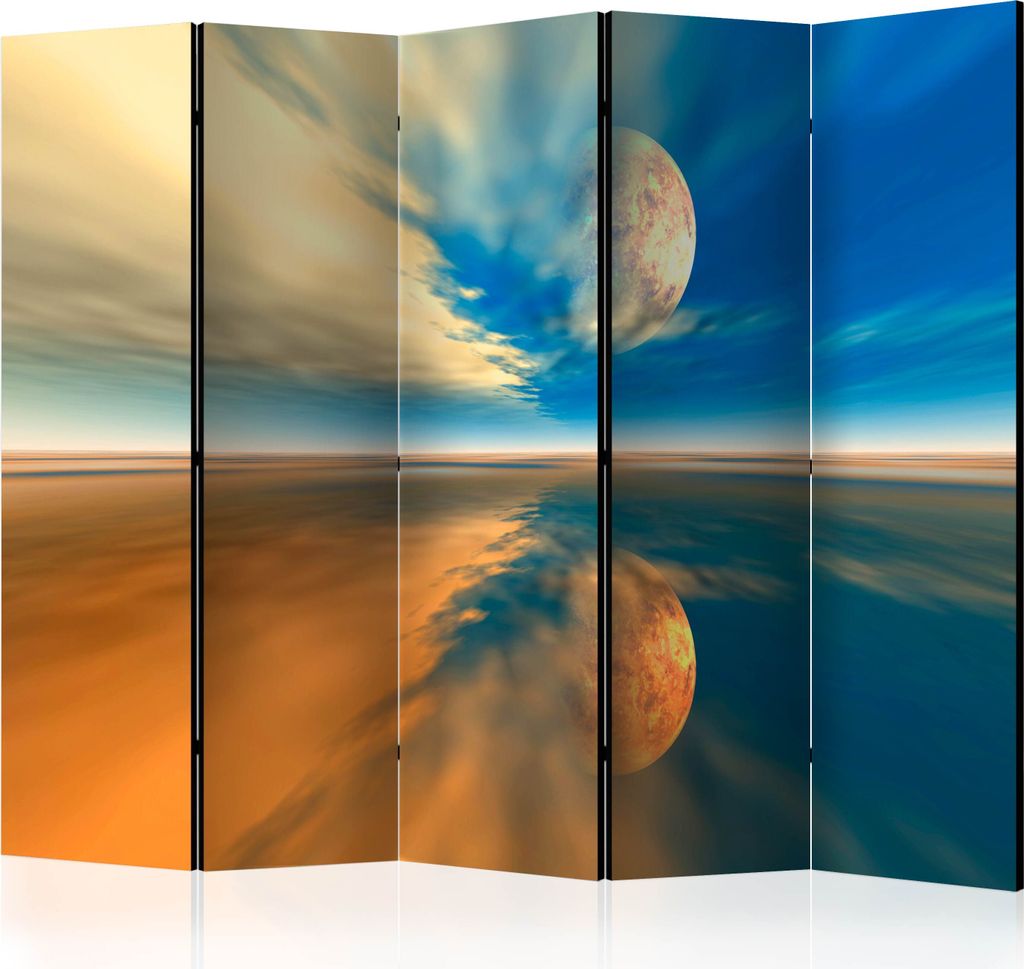 Akusticher Raumteiler Mond Foto Paravent 225x172 cm beidseitig auf Vlies-Leinwand bedruckt Akustikschaum Trennwand Spanische Wand Sichtschutz Home ...