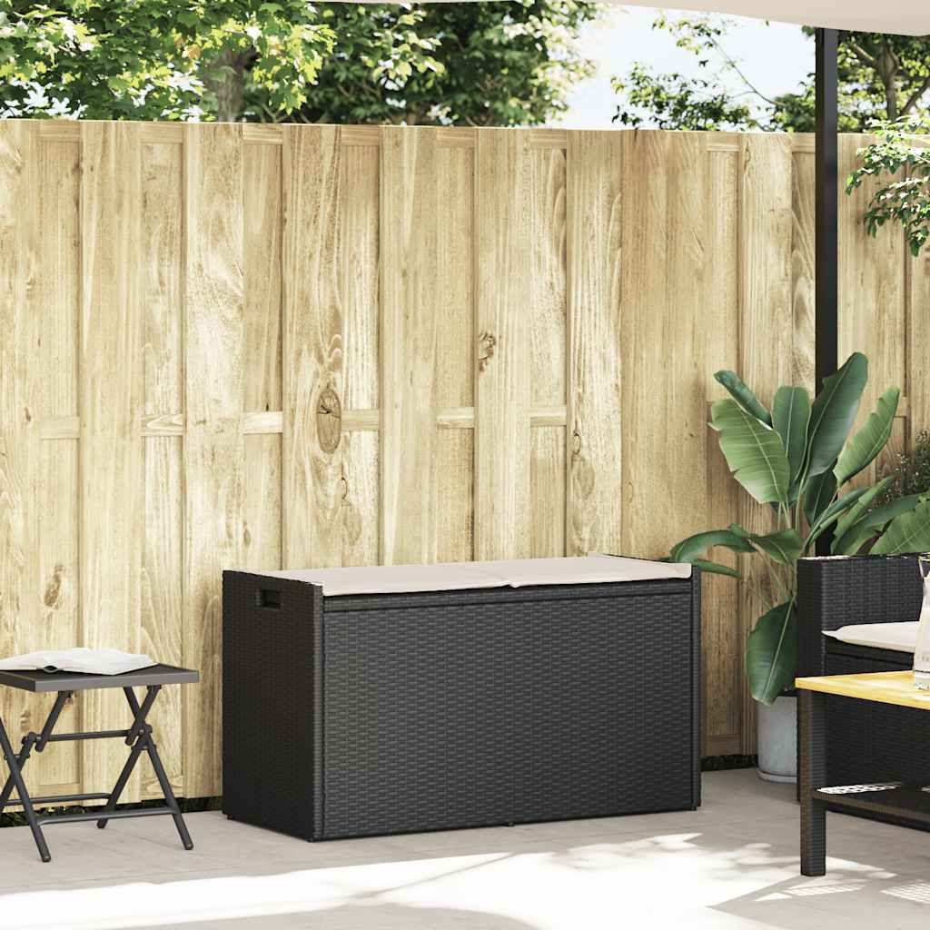 Cassapanca da Esterno con Cuscino Nera 100 cm in Polyrattan Immagine del prodotto 