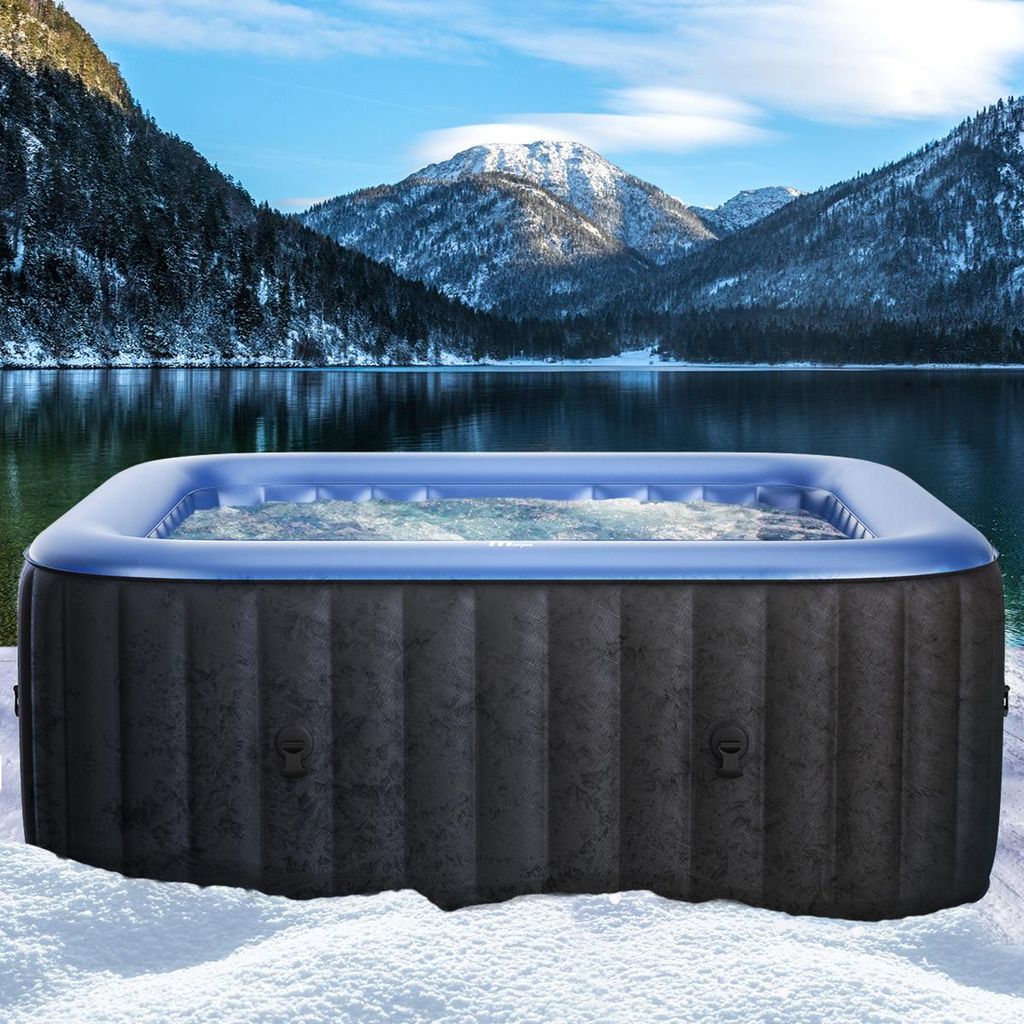 BRAST Whirlpool aufblasbar MSpa Tekapo für 4 Personen 158x158cm In-Outdoor Pool 108 Massagedüsen Energiespar-Timer Heizung Aufblasfunktion per Kn...