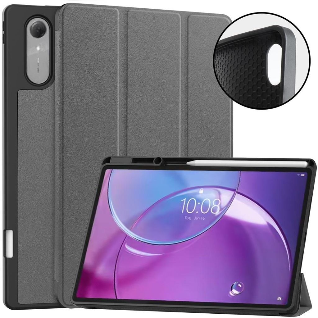 Lenovo Idea Tab Pro Gen 2 Hülle - Coverup Tri-Fold Ständer Klapphülle mit Schlaf/Wach-Funktion und Stylushalter - Grau