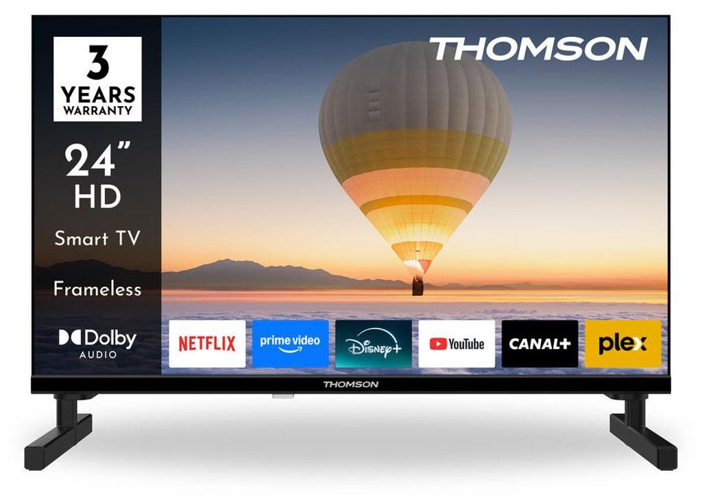 Thomson 24HT2S15, 61 cm (24"), 1366 x 768 Pixel, LED, Smart-TV, WLAN, Schwarz