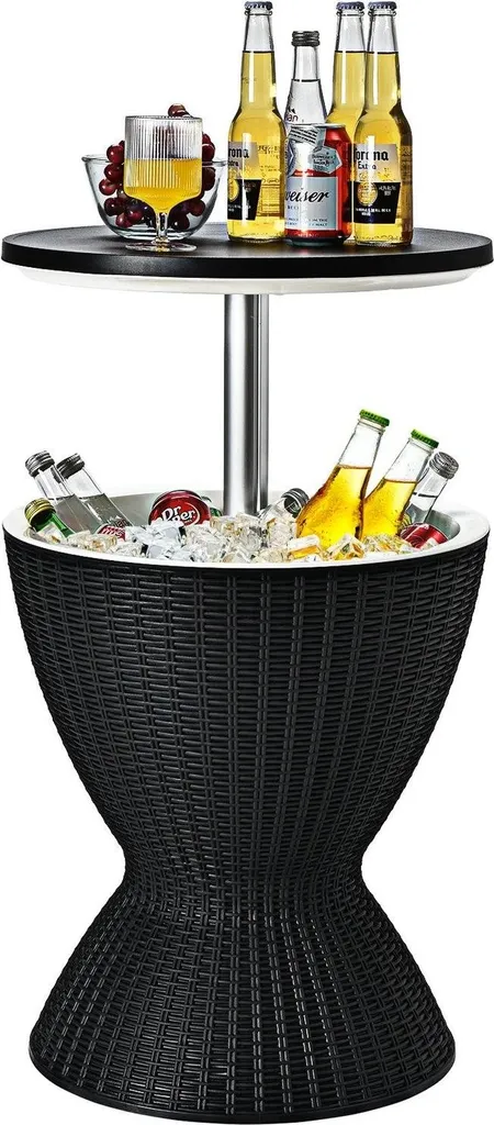 Table Haute de Cocktail avec Glacière Intégrée pour Apéro Extérieur