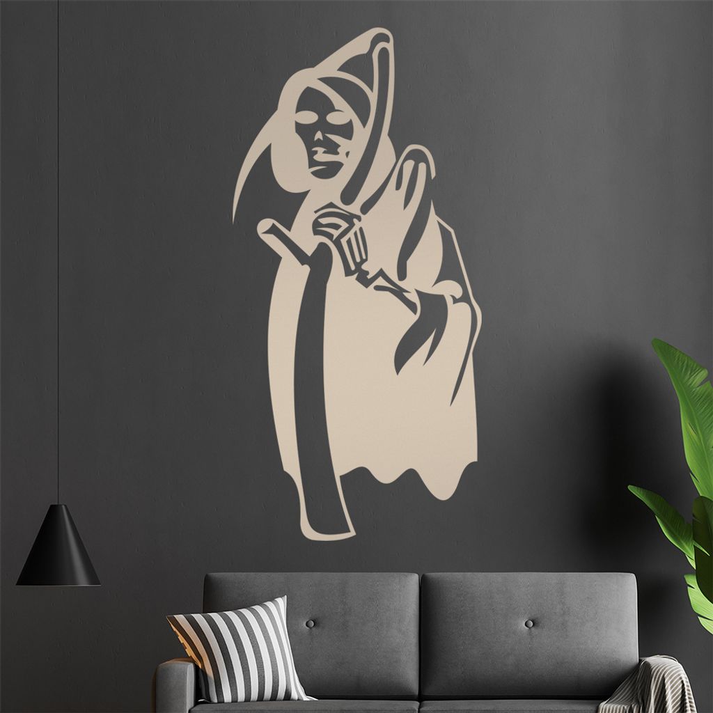 Sensenmann Wandtattoo in 6 Größen - Wandaufkleber Wall Sticker - Dekoration, Küche, Wohnzimmer, Schlafzimmer, Badezimmer
