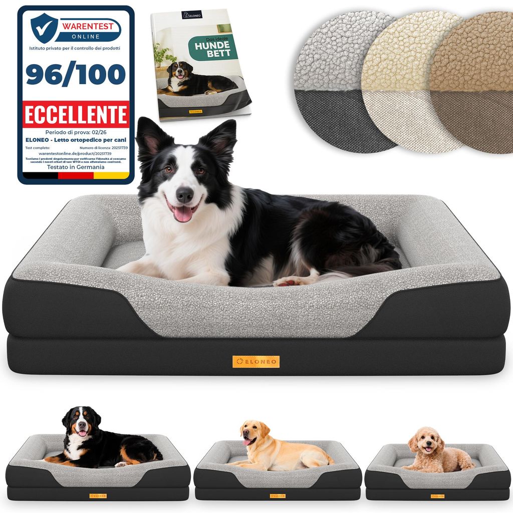 ELONEO Letto ortopedico per cani, taglia M - Nero Immagine del prodotto 