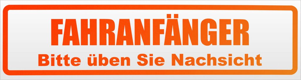Kiwistar Fahranfänger. Bitte üben Sie Nachsicht Magnetschild Schild magnetisch - 45cm Neonorange - Magnetfolie für Auto PKW Kfz