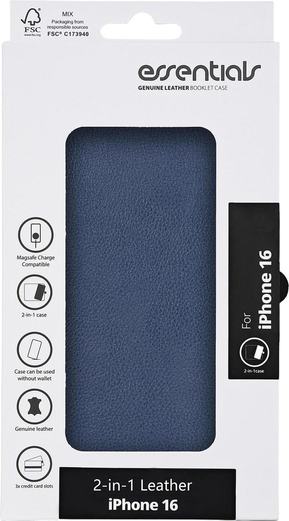 iPhone 16 Leder Mag Wallet, abnehmbar, magnetisch, blau