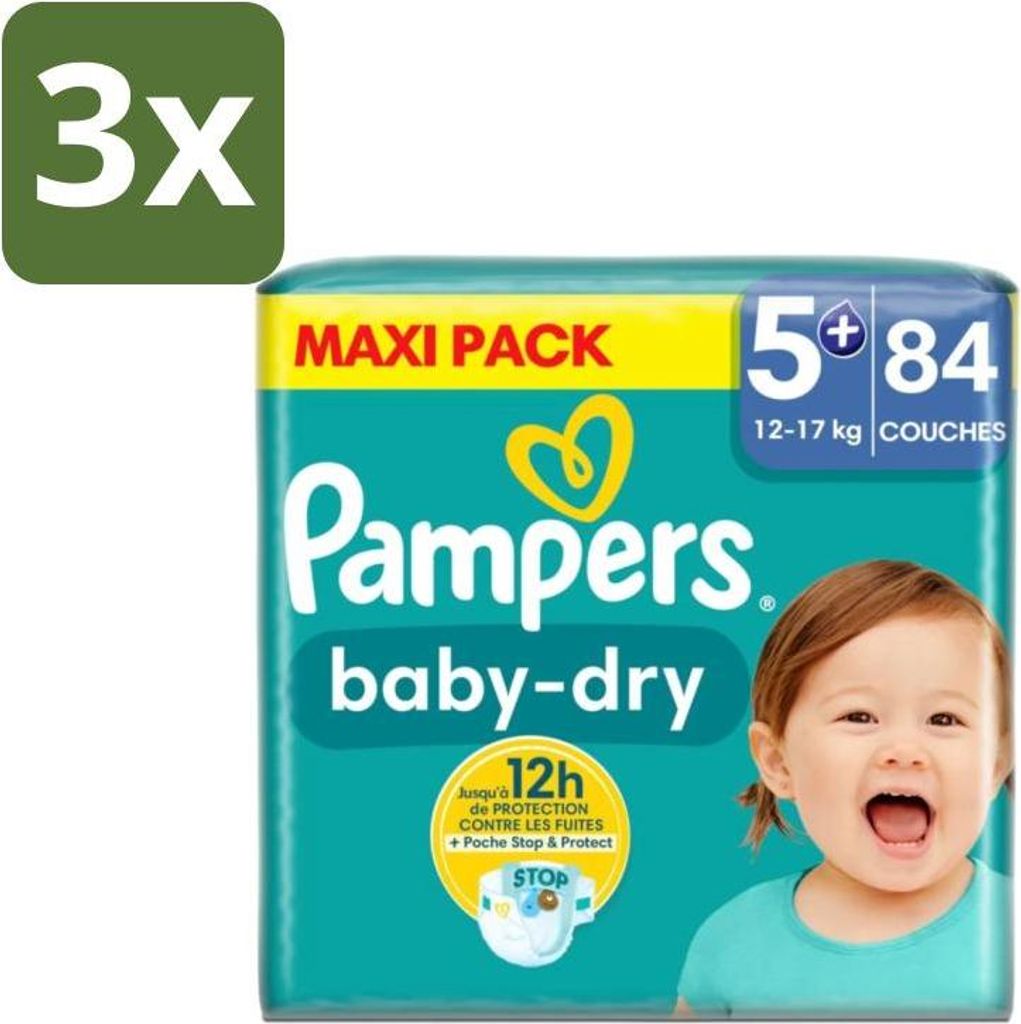 Pampers – Windeln – Baby-Dry Größe 5+ (12-17 kg) – 84 Windeln - Vorteilspack - 3 Stücke