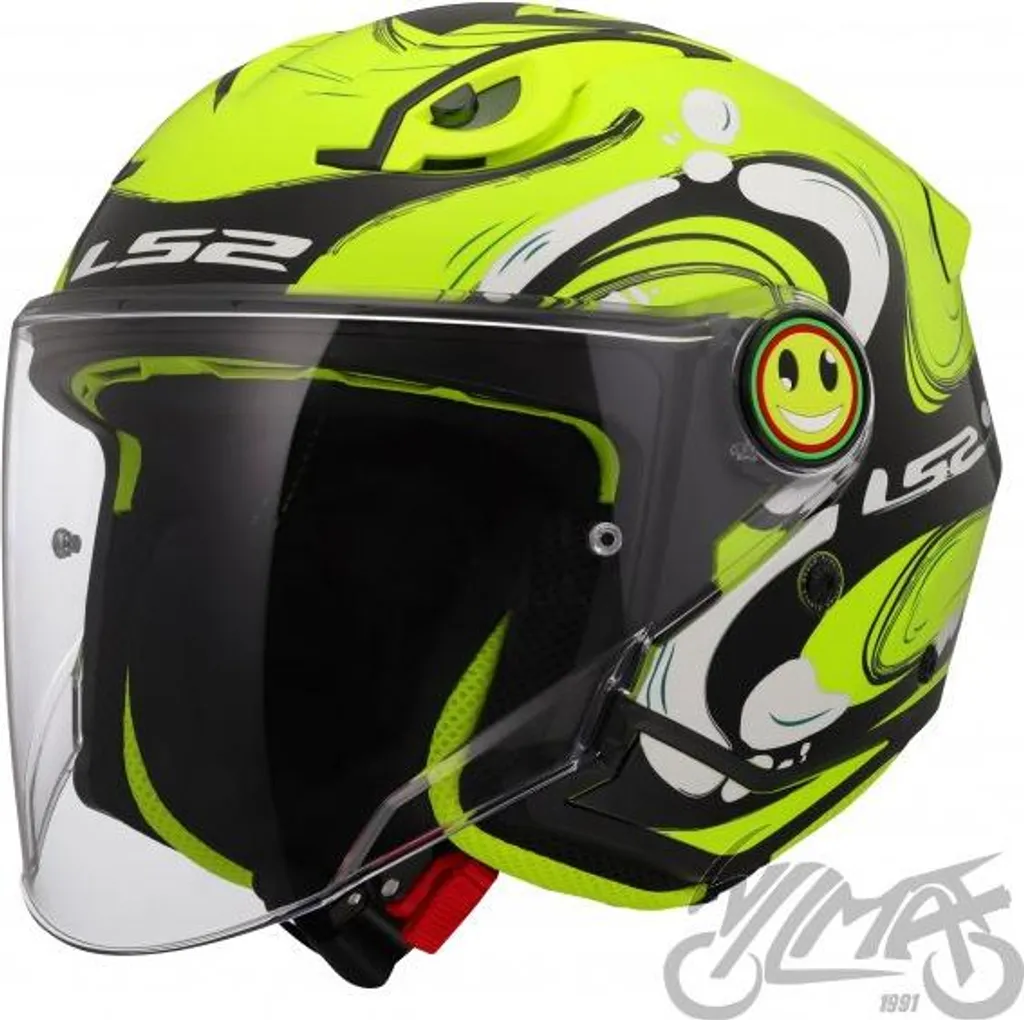 Casque jet enfant trajets école LS2 OF622 Funny jaune fluo YS