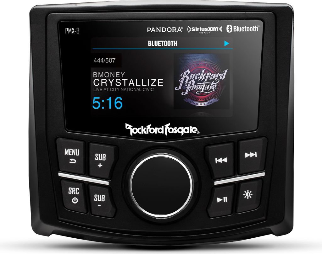 ROCKFORD FOSGATE Marine Source Unit PMX-3 Headunit Receiver Bluetooth USB