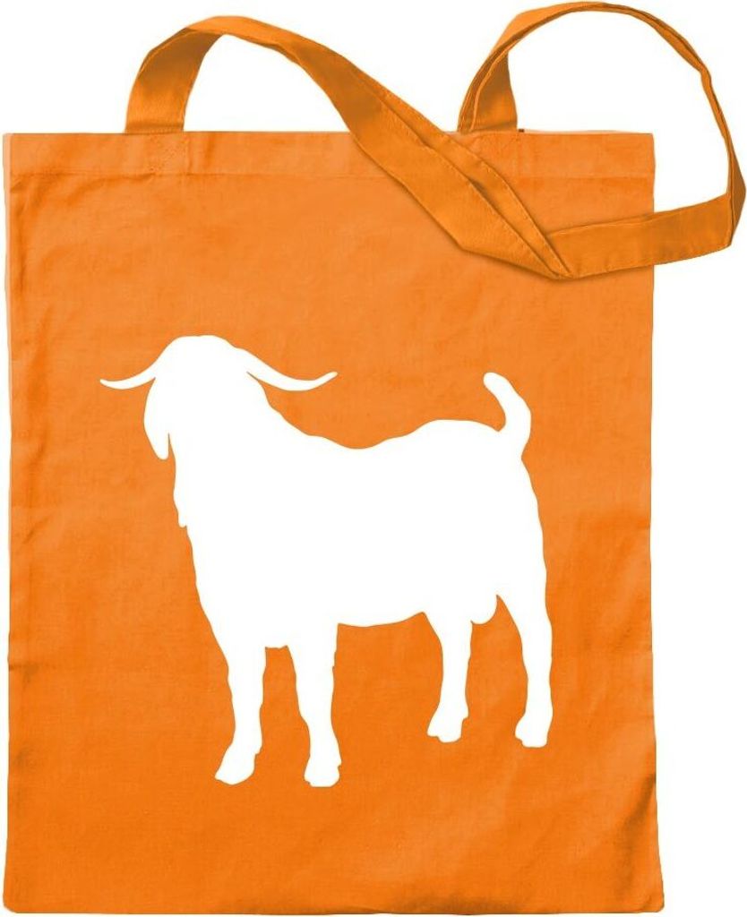 Kiwistar - Baumwolltasche - mandarin - Hausziege Motiv 2 - Ziegen - Tragetasche Stoffbeutel Umhängetasche langer Henkel