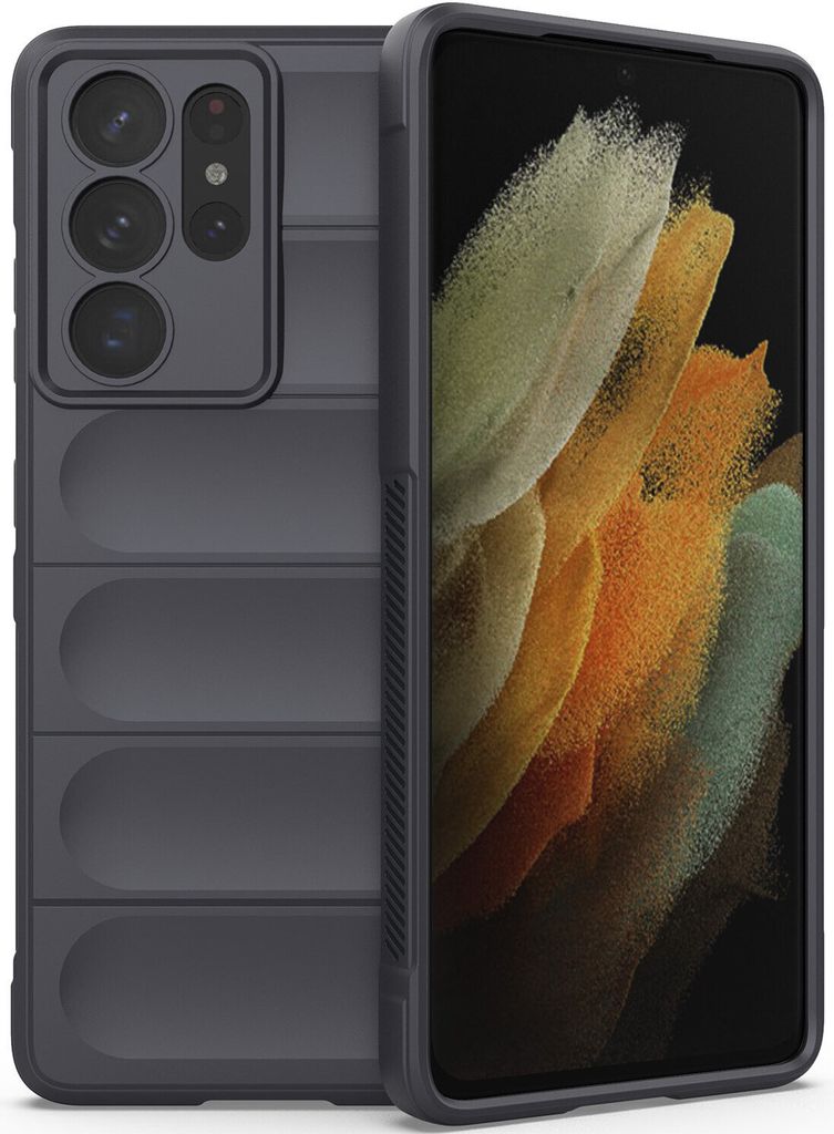 Samsung S21 Ultra 5G Hülle, Weich TPU Silikon Stossfest Anti-rutsch Schutzhülle für Samsung Galaxy S21 Ultra 5G Dunkelgrau
