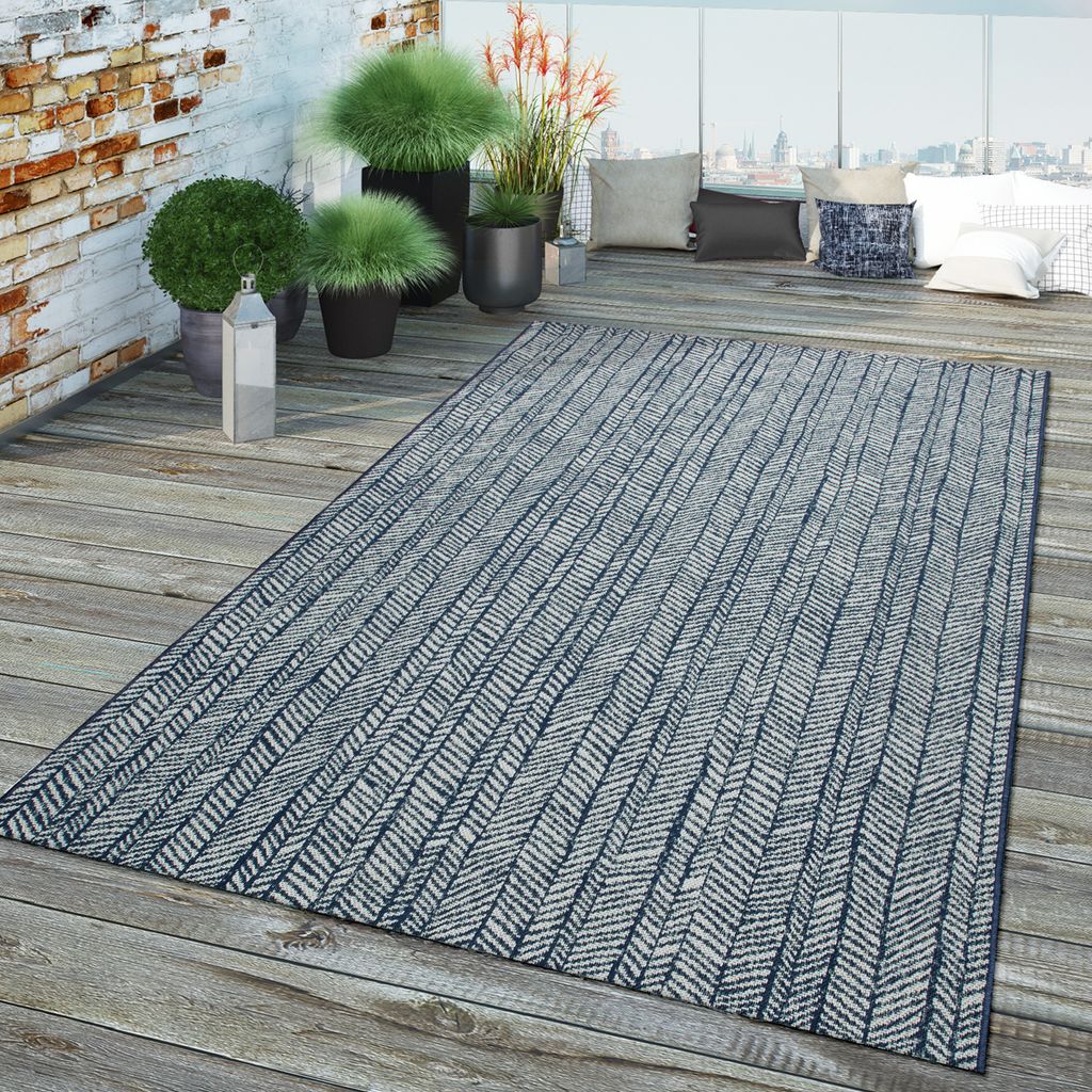 TT Home In-& Outdoor Teppich Terrasse Und Balkon, Geometrisches Design, Modern, In Blau Größe 200x290 cm