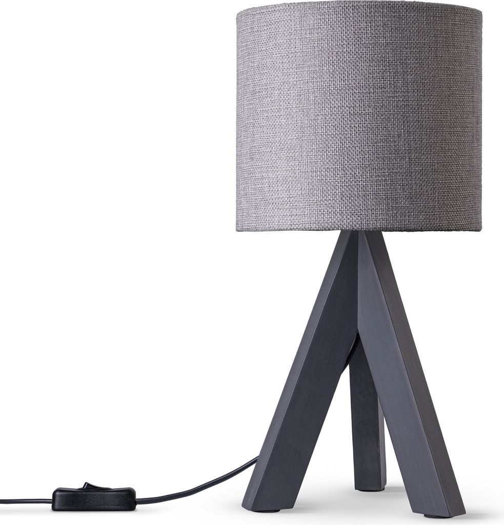 Tischleuchte Dreibein Nachttischlampe Stehlampe E27 Stoff Lampenschirm Uni