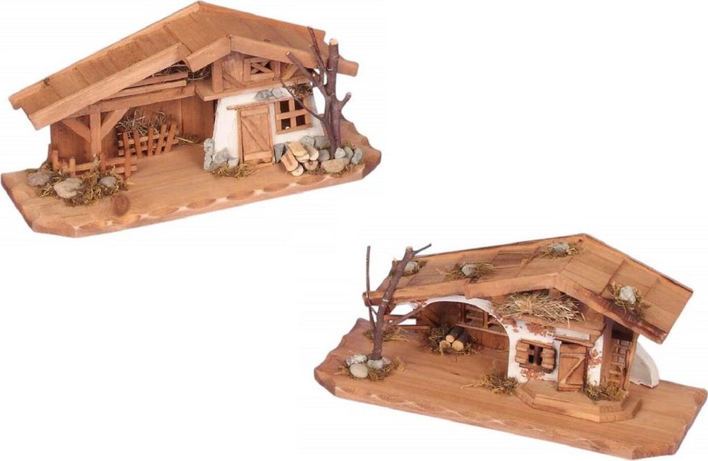 Krippe schönes Holzhaus 30cm x 13cm Modellhaus Produktbild 3