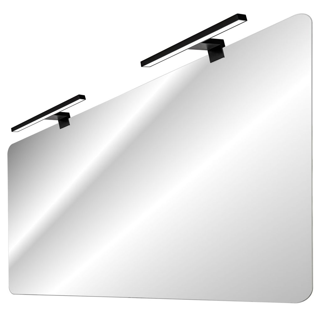 Badezimmerspiegel 120cm mit LED-Leuchte in schwarz MIRROR-56, B/H/T ca. 120/70/10 cm
