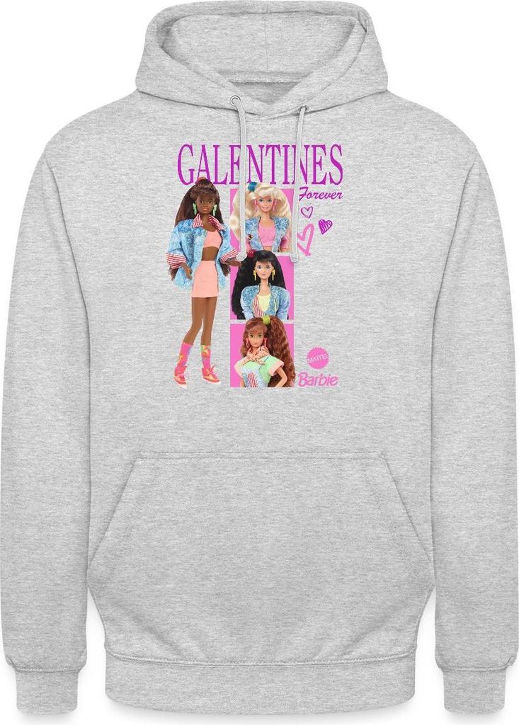 Spreadshirt Barbie Galentines Forever Design Uni Hoodie, S, Hellgrau meliert