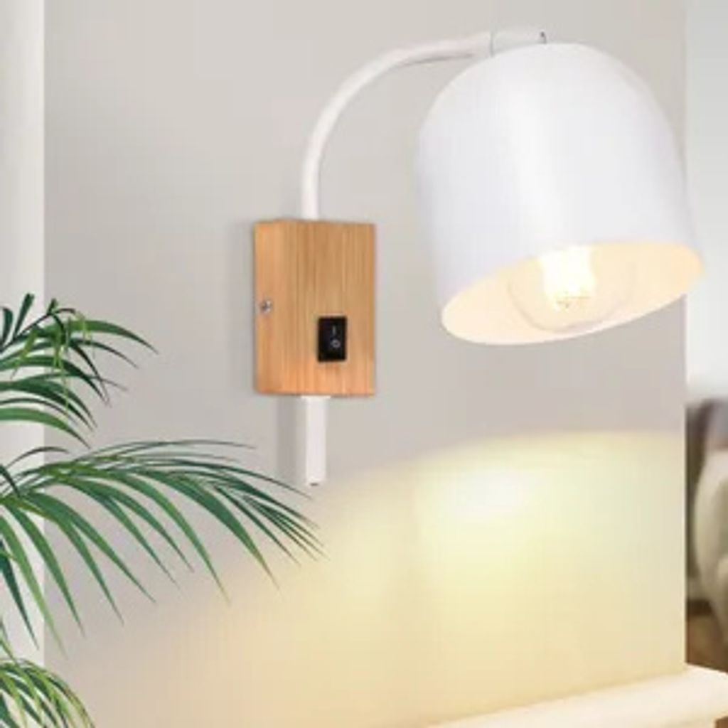 ZMH lampa ścienna biała wewnętrzna drewniana z Zdjęcie produktu 