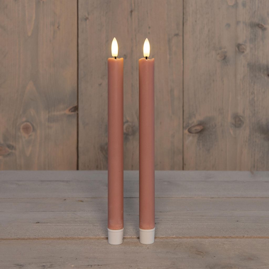 Anna Collection Led Tischkerzen - 2x - rosa - 25 cm - 3D Produktbild 