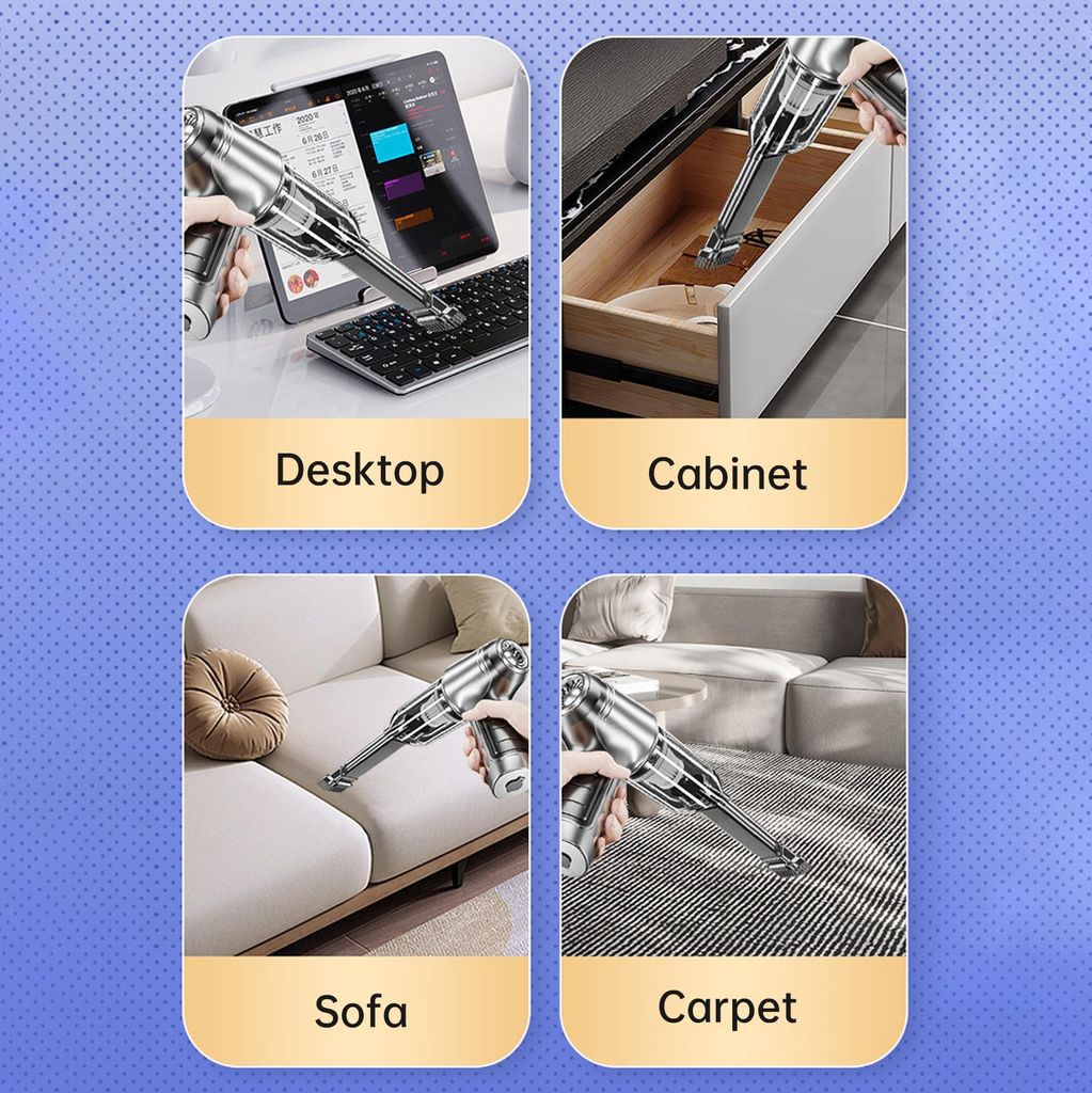 Handstaubsauger für das Auto Schnurloser Handstaubsauger Tragbarer Mini-Luftstaubwedel & Handpumpe mit 19000Pa starker Saugkraft USB-Ladung für T...