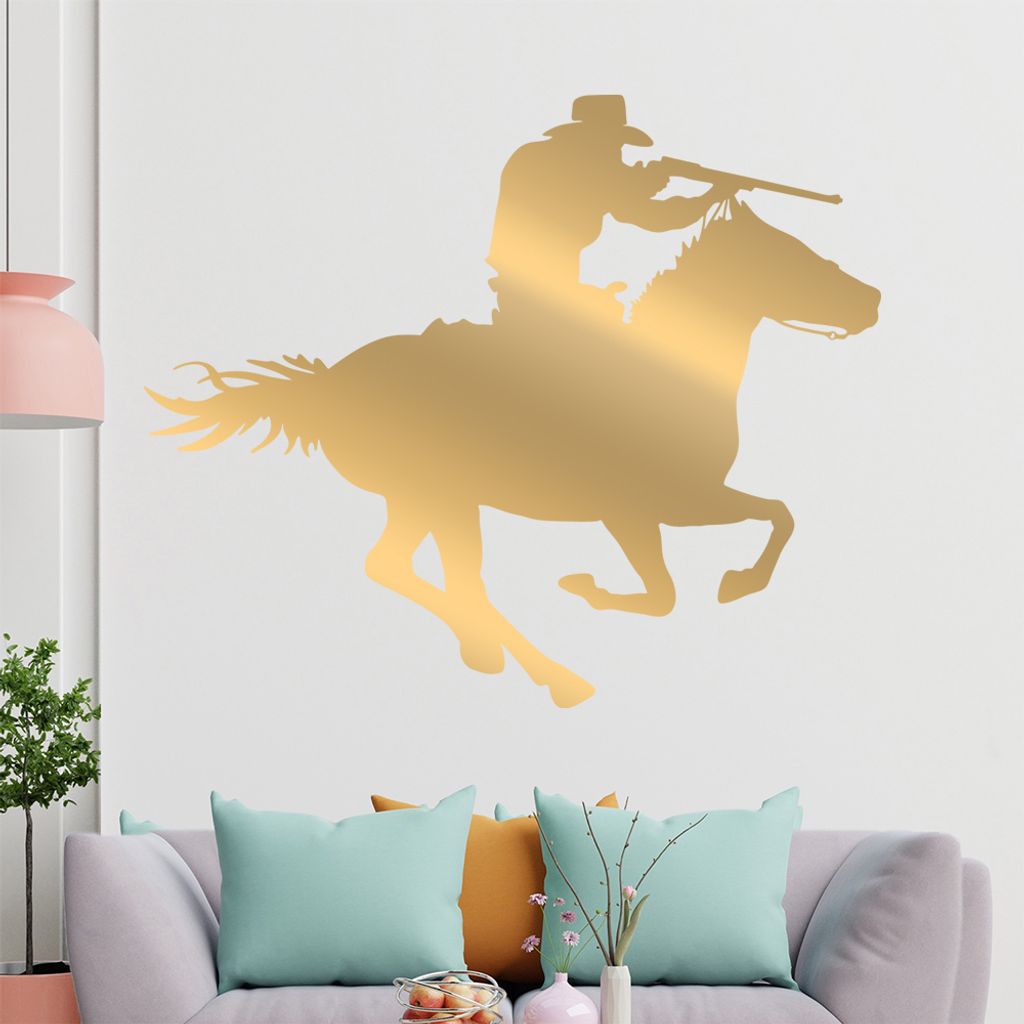 KIWISTAR Cowboy Pferd - Reiten Schießen Wandtattoo in 6 Größen - Wandaufkleber Wall Sticker - Dekoration, Küche, Wohnzimmer, Schlafzimmer, Bade...