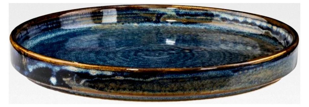 Flacher Teller, 30 cm, mikrowellen- und spülmaschinengeeignet, Porzellan, blauer Porzellanteller, handgefertigt