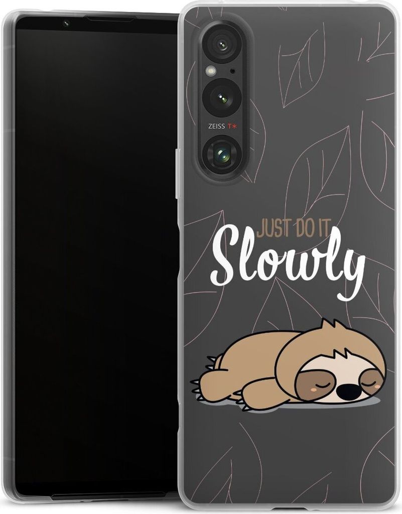 DeinDesign Slim Hülle für Sony Xperia 1 V Silikon Case Ultra Dünn Handyhülle Faultier Sprüche lazy sunday