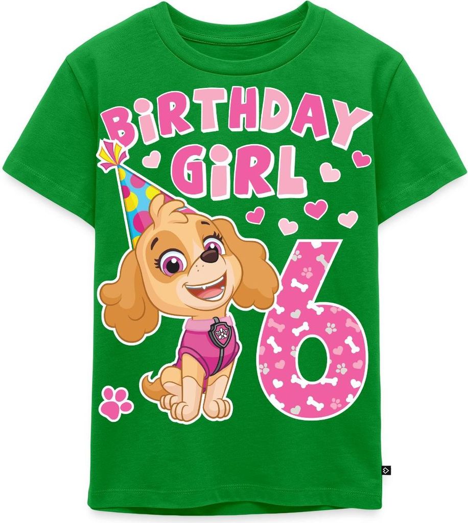Spreadshirt Paw Patrol Geschenk 6 Jahre Alt 6. Geburtstag Skye Kinder Premium T-Shirt, 98/104 (2 Jahre), Grün