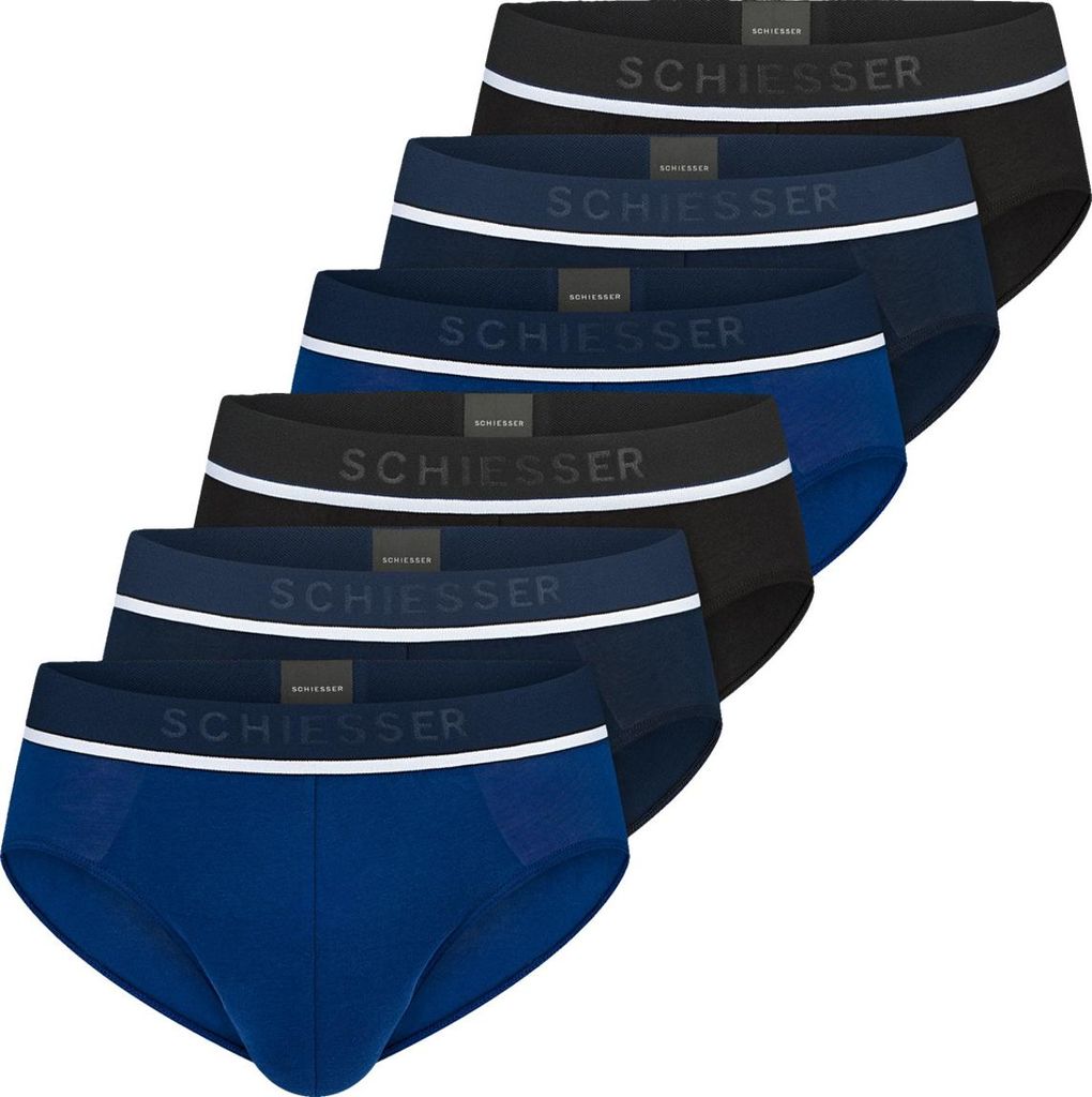 Schiesser 6er Pack 95/5 Organic Baumwolle Rio Slip / Unterhose Sportlicher Webgummibund mit kontraststarkem Logo , Bequeme Beinausschnitte, In perf...