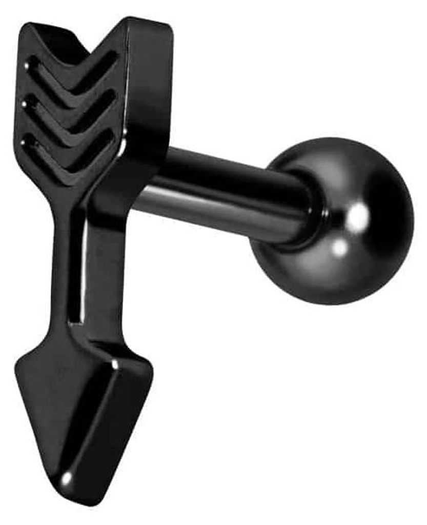 Ohrpiercing Titan Ohrpiercing mit Innengewinde PFEIL Schwarz Stablänge: 8mm