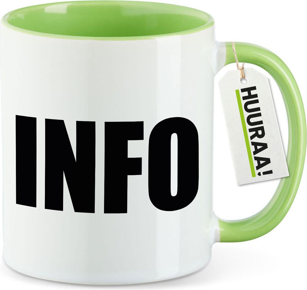 Huuraa Kaffeetasse Info Symbol 330ml Grün Keramik Kaffeebecher Geschenkidee