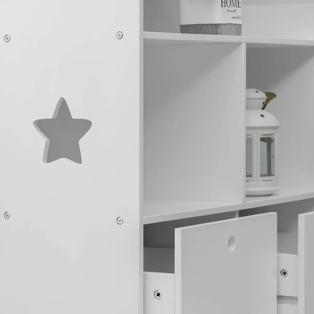 Rebecca Mobili Bibliothèque en MDF Blanc avec 3 Étagères et 2 Tiroirs