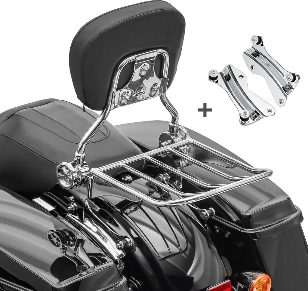 Sissy Bar + Gepäckträger + Docking-Kit für Harley Davidson Electra Gli