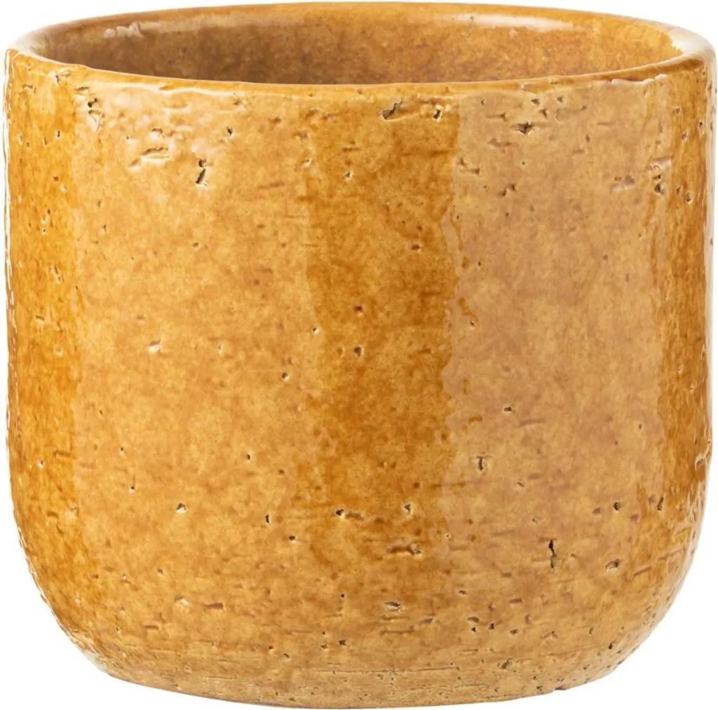 Grand Cache-pot en Céramique Ocre Ø20cm J-Line Leo pour Plante Verte
