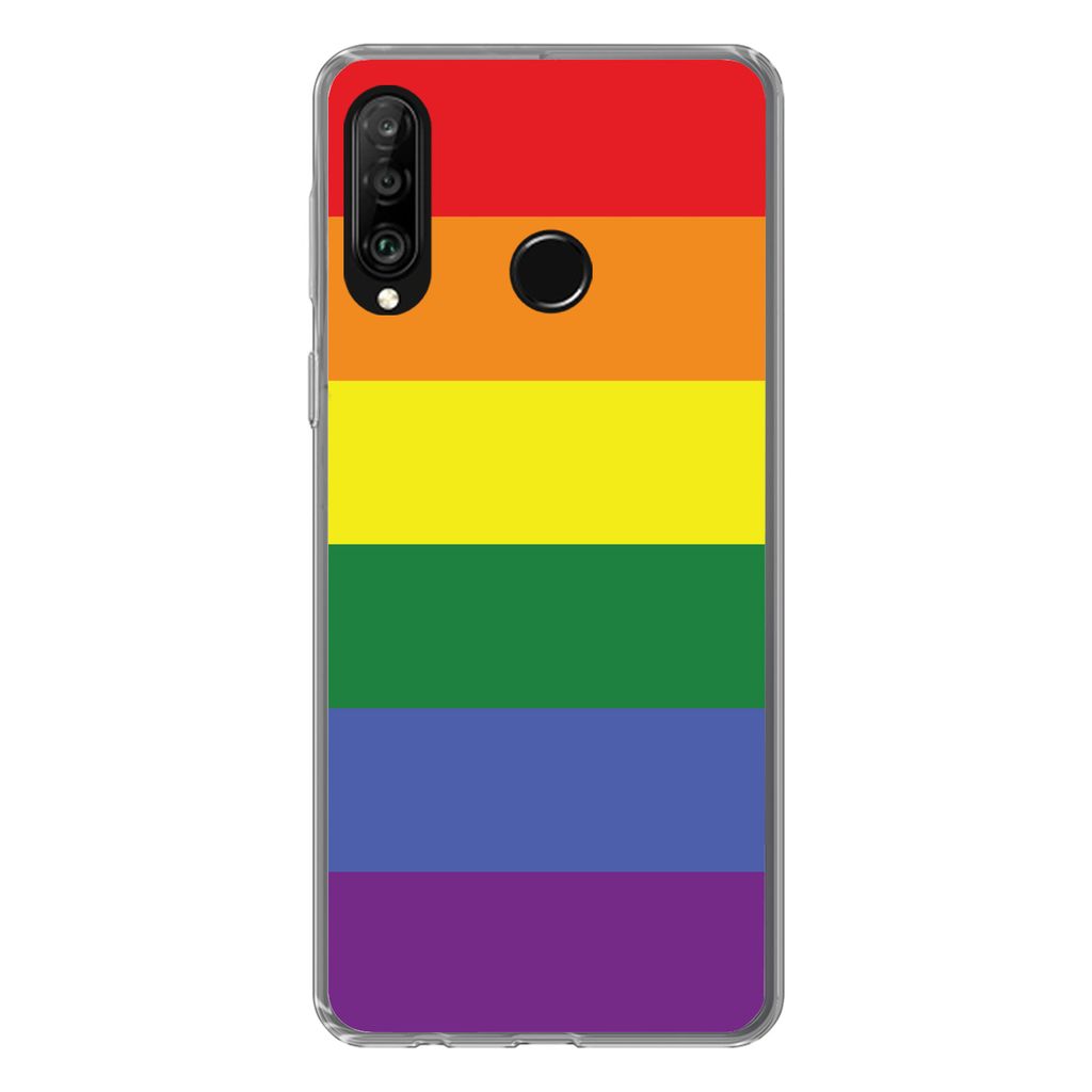 MuchoWow Handyhülle Schutzhülle Hülle für Huawei P30 Lite Regenbogen - Stolz - Regenbogenfahne Silikon Softcase Handy Hülle - Handyhülle