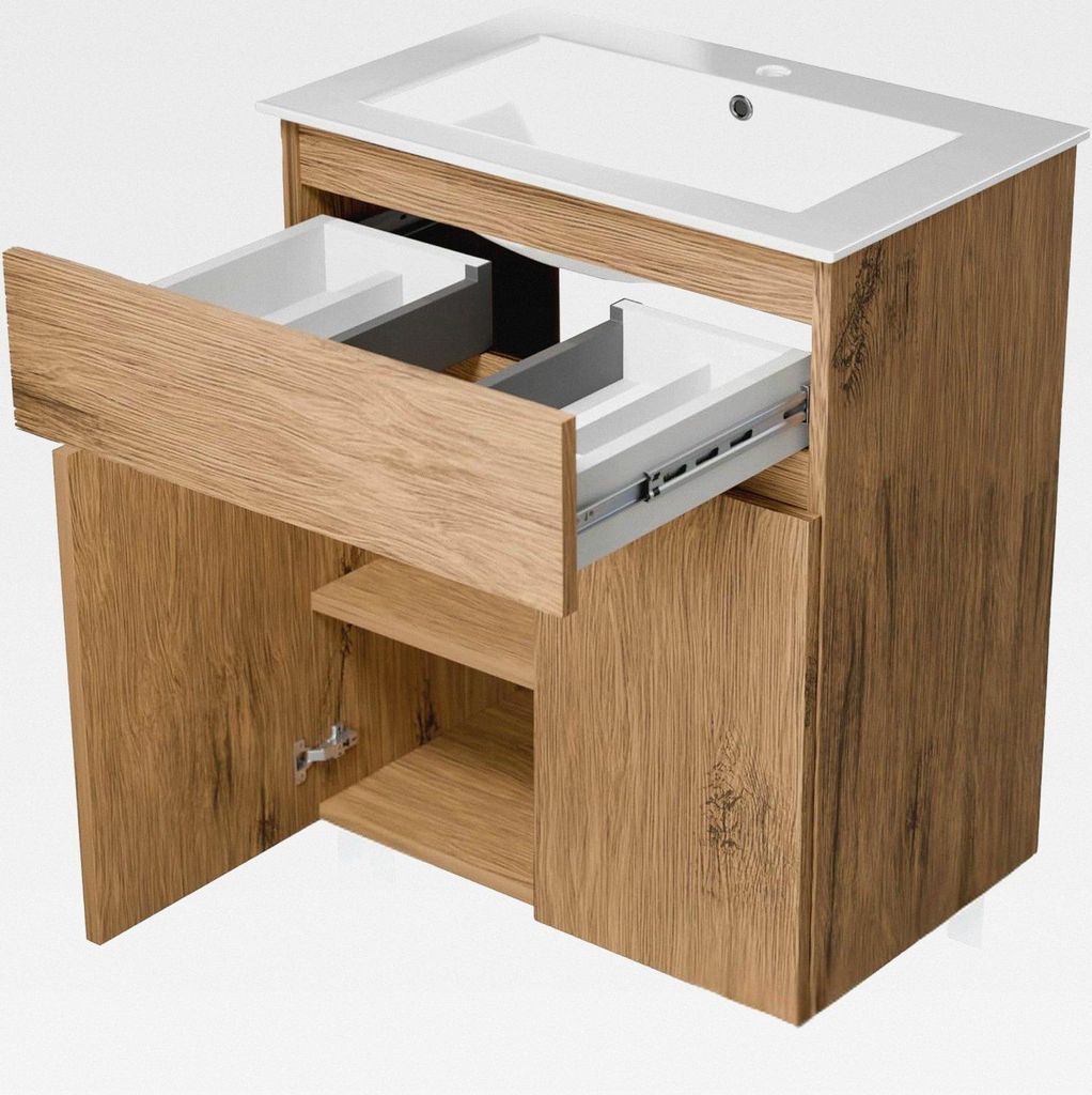 Waschbecken mit Unterschrank 60 cm Breit Ariza Sink, Hängend oder Stehend, Waschtisch mit Unterschrank für Badezimmer, Waschbeckenunterschrank Ho...